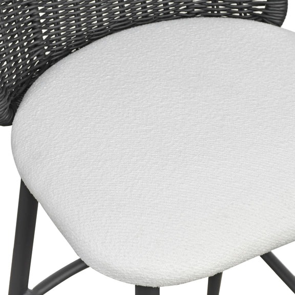 Alexa Black Rattan Performance Fabric Barstool