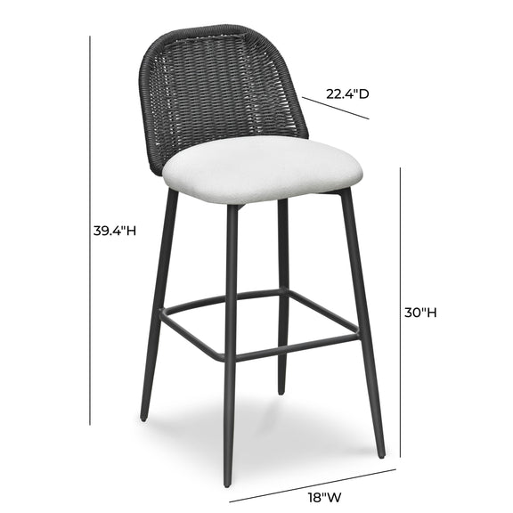 Alexa Black Rattan Performance Fabric Barstool