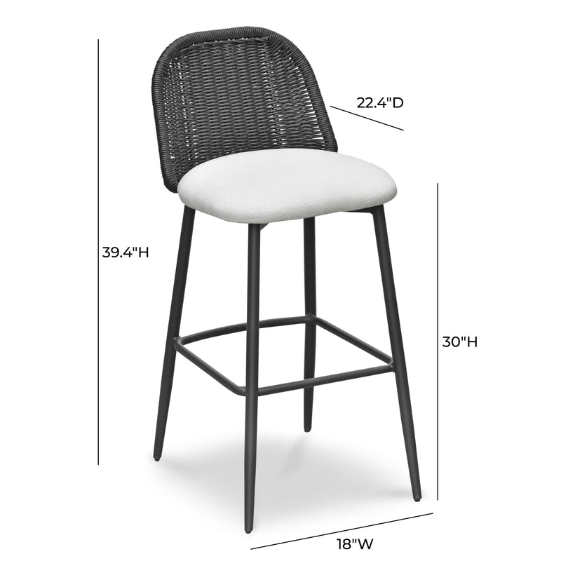Alexa Black Rattan Performance Fabric Barstool