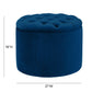 Queen Navy Velvet Storage Ottoman