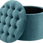 Queen Sea Blue Velvet Storage Ottoman