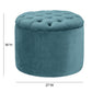 Queen Sea Blue Velvet Storage Ottoman