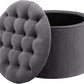 Queen Grey Velvet Storage Ottoman
