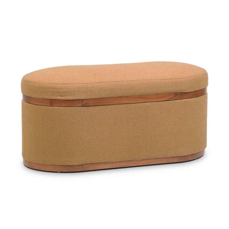 Olivier Peach Boucle Oval Storage Ottoman