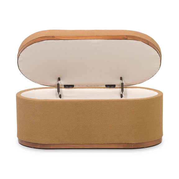 Olivier Peach Boucle Oval Storage Ottoman