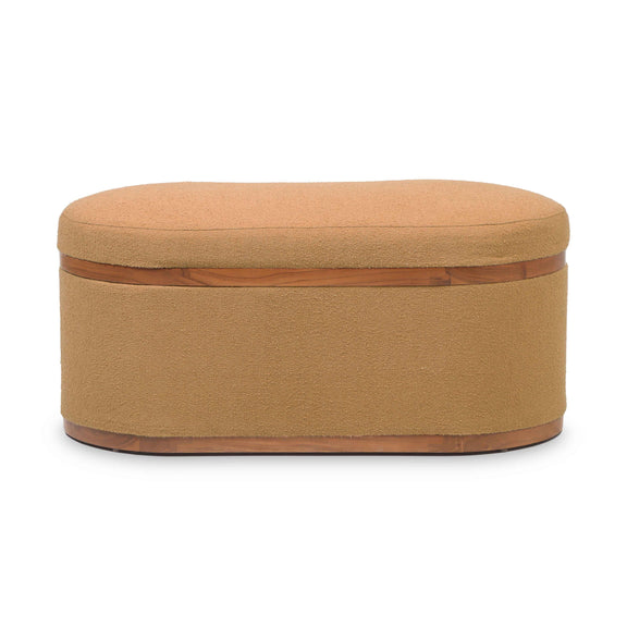 Olivier Peach Boucle Oval Storage Ottoman