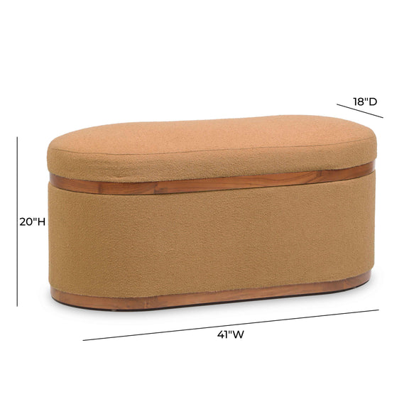 Olivier Peach Boucle Oval Storage Ottoman