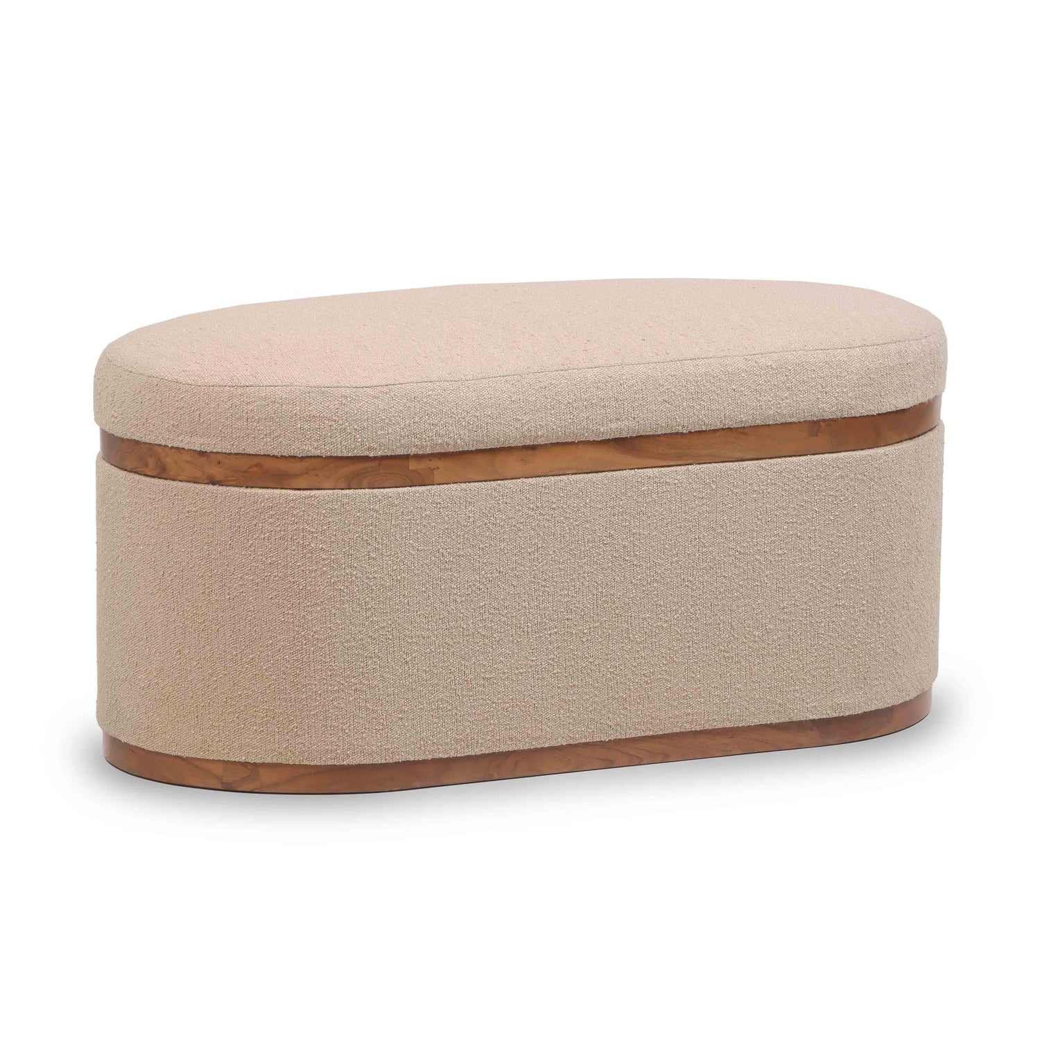 Olivier Ivory Boucle Oval Storage Ottoman