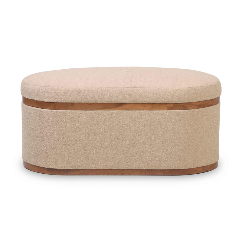 Olivier Ivory Boucle Oval Storage Ottoman