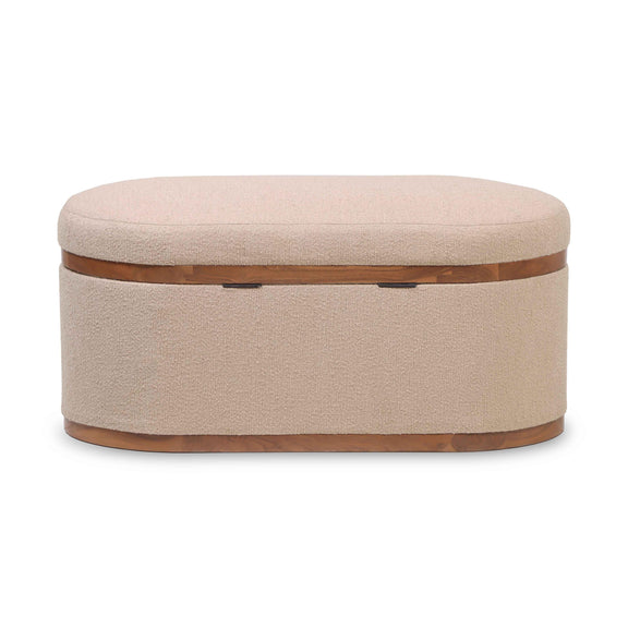 Olivier Ivory Boucle Oval Storage Ottoman