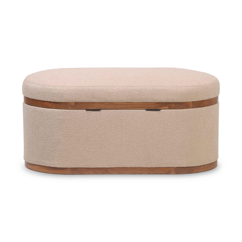 Olivier Ivory Boucle Oval Storage Ottoman