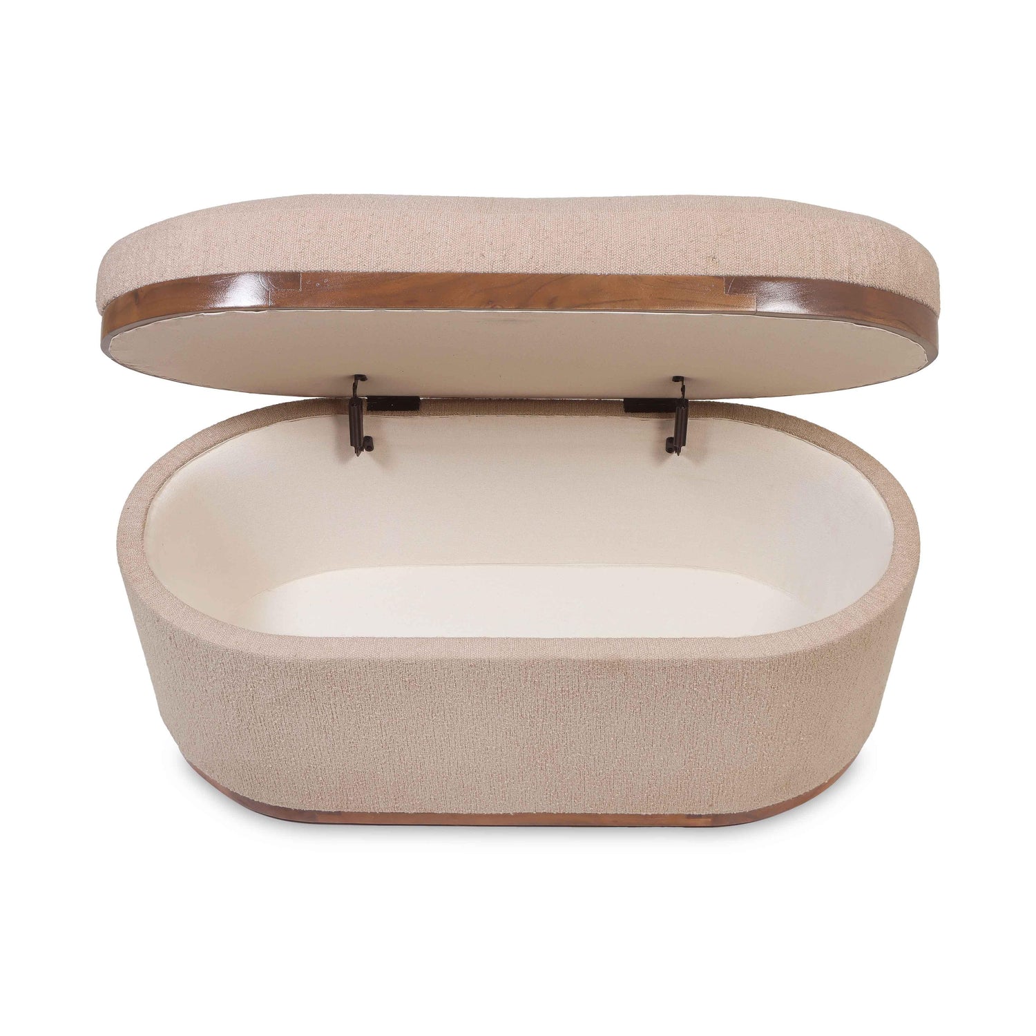 Olivier Ivory Boucle Oval Storage Ottoman
