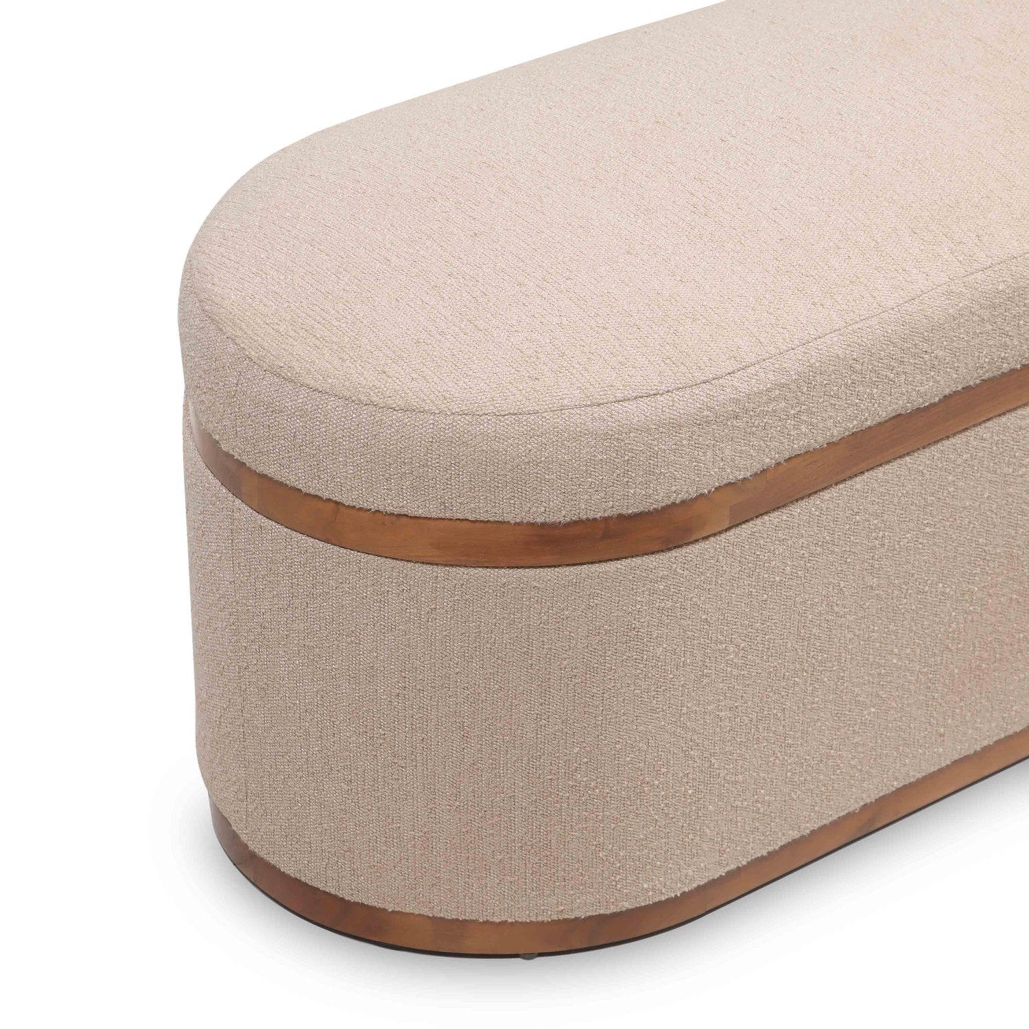 Olivier Ivory Boucle Oval Storage Ottoman