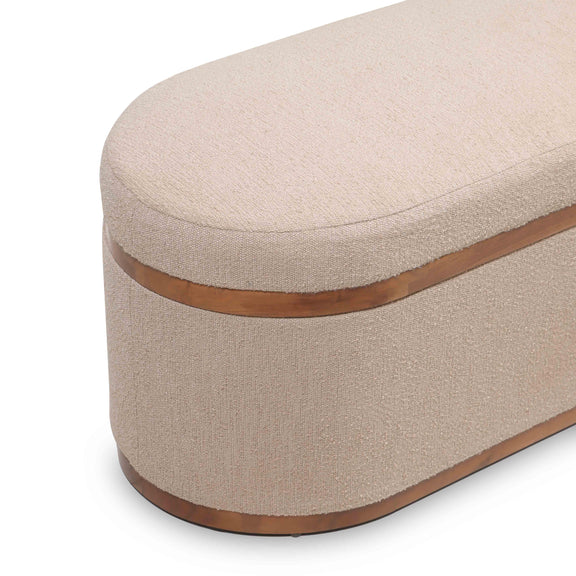 Olivier Ivory Boucle Oval Storage Ottoman