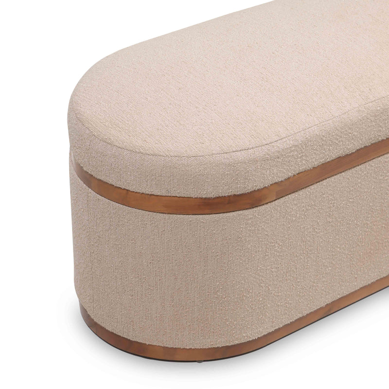 Olivier Ivory Boucle Oval Storage Ottoman