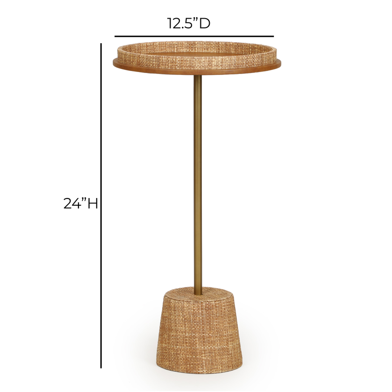 Saddle Natural Raffia Contract-Grade Side Table