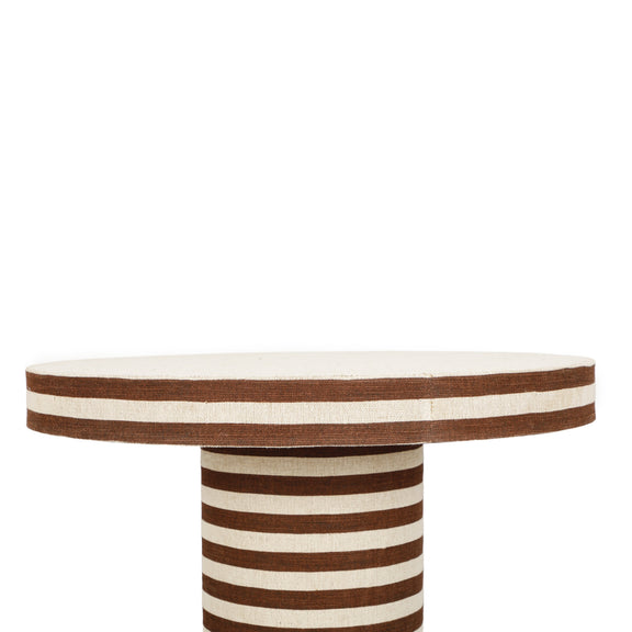 Lyra 30" Natural Striped Cotton Jute Contract-Grade Coffee Table