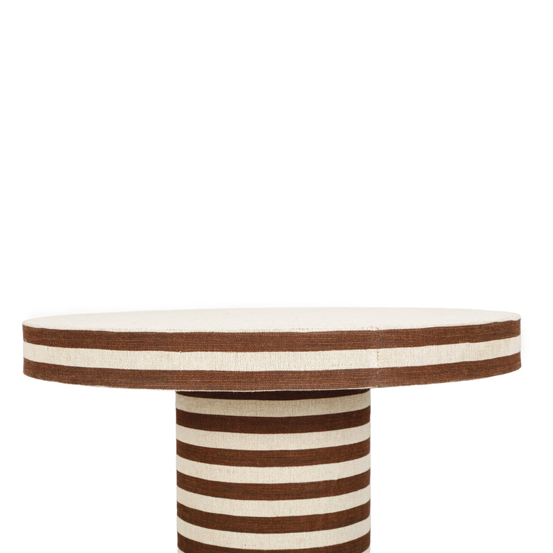 Lyra 30" Natural Striped Cotton Jute Contract-Grade Coffee Table