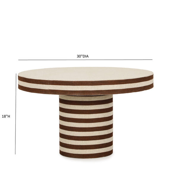 Lyra 30" Natural Striped Cotton Jute Contract-Grade Coffee Table