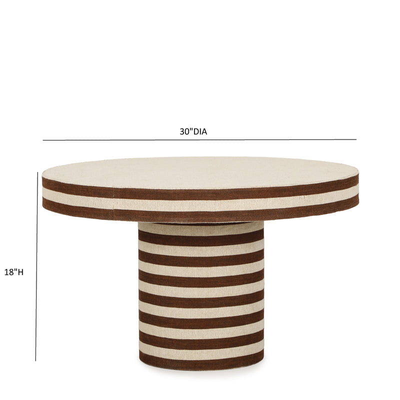 Lyra 30" Natural Striped Cotton Jute Contract-Grade Coffee Table