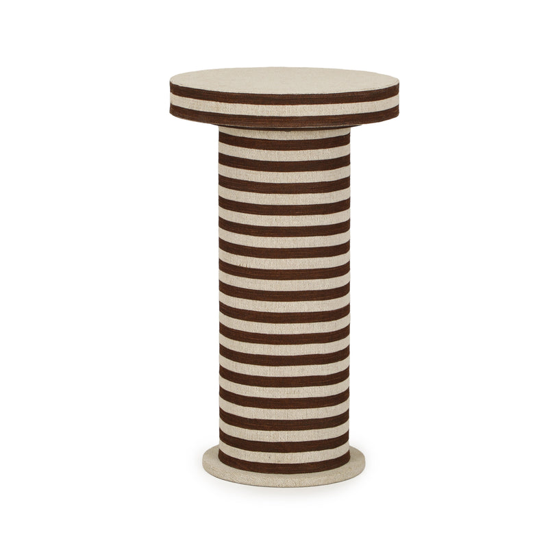 Lyra Natural Striped Cotton Jute Contract-Grade Side Table