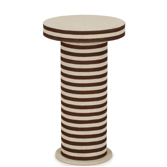 Lyra Natural Striped Cotton Jute Contract-Grade Side Table