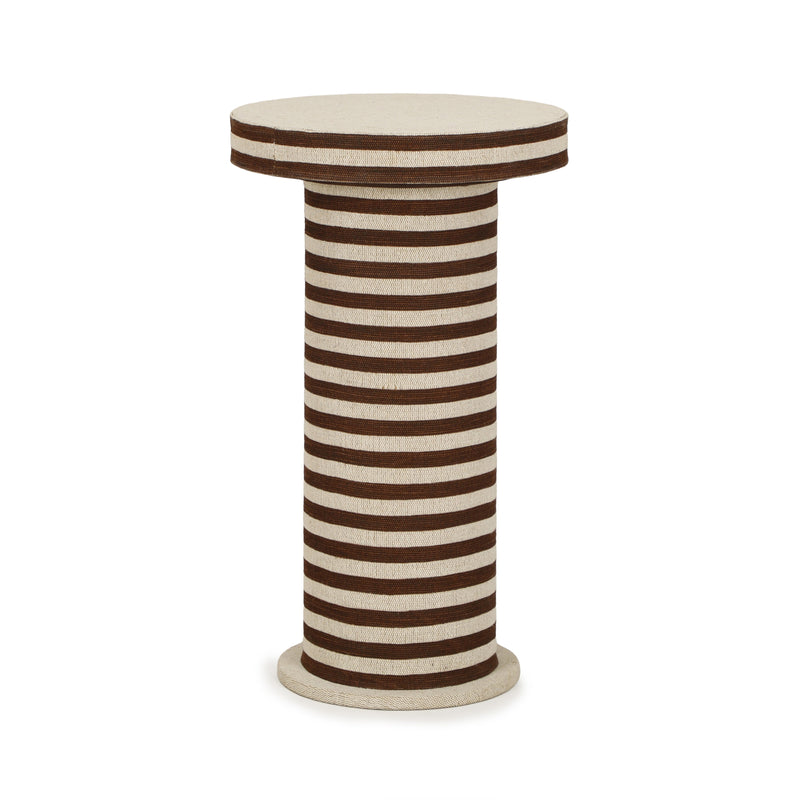 Lyra Natural Striped Cotton Jute Contract-Grade Side Table
