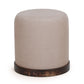 Como Burl and Saddle Brown Cotton Jute Contract-Grade Accent Stool