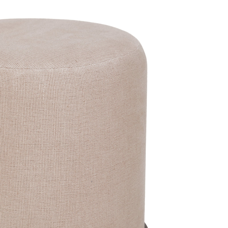 Como Burl and Saddle Brown Cotton Jute Contract-Grade Accent Stool