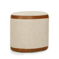 Huche Cotton Jute and Vegan Leather Oval Contract-Grade Pouf