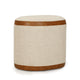 Huche Cotton Jute and Vegan Leather Oval Contract-Grade Pouf