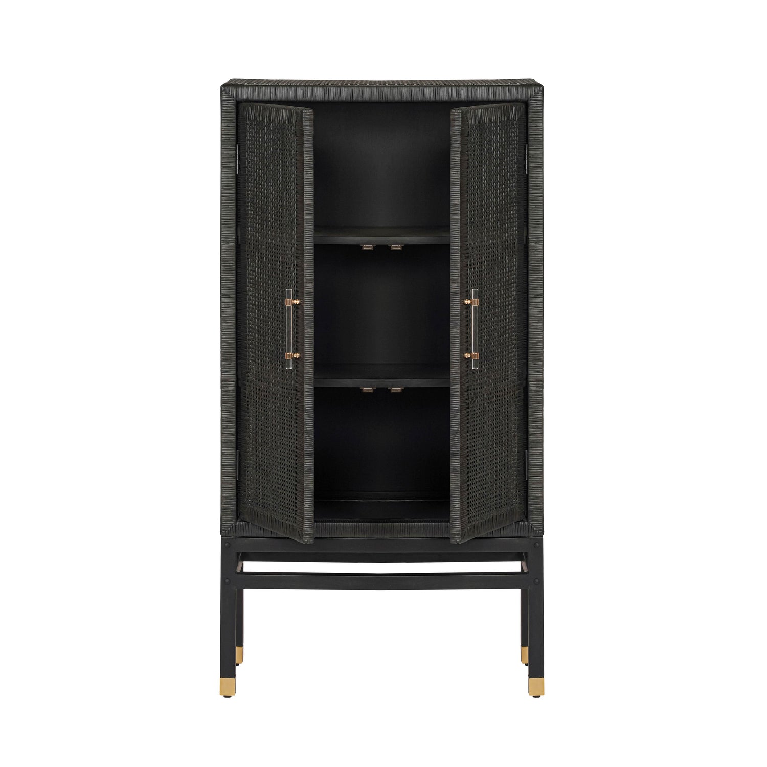 Amara Charcoal Woven Rattan Cabinet