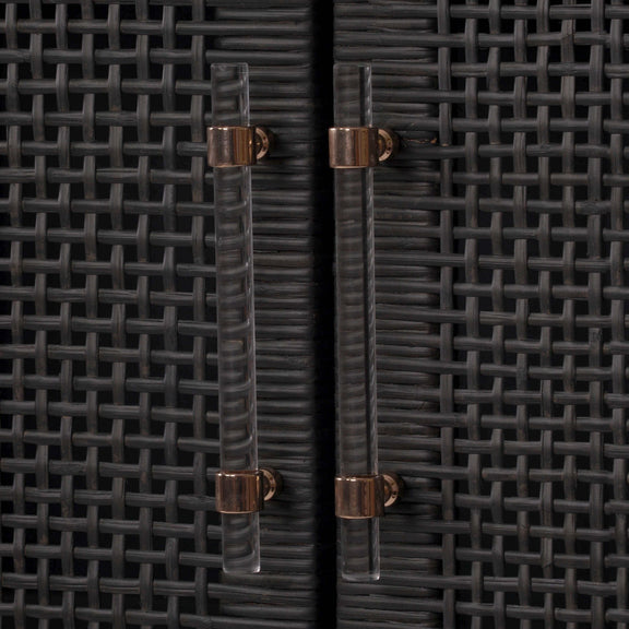 Amara Charcoal Woven Rattan Cabinet