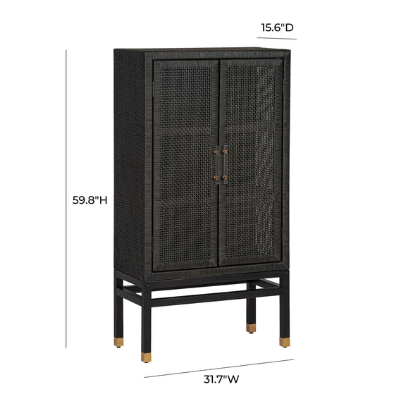 Amara Charcoal Woven Rattan Cabinet