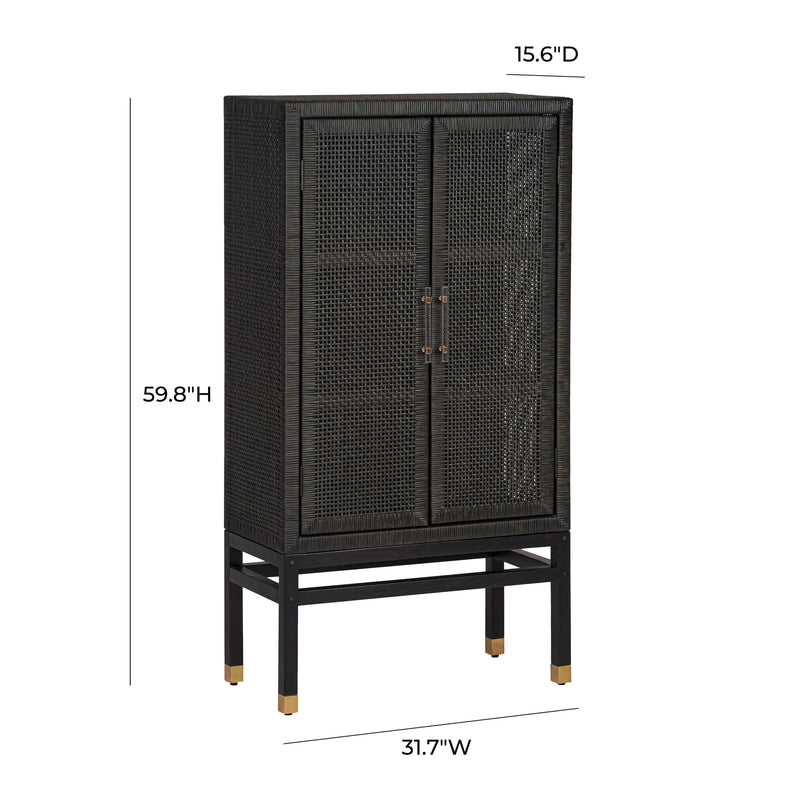 Amara Charcoal Woven Rattan Cabinet