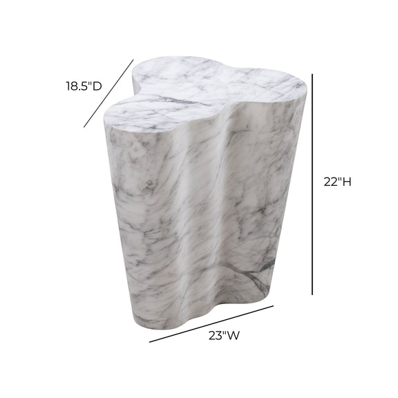 Slab Concrete Indoor/Outdoor Side Table (18"-22") - White Marble / Tall