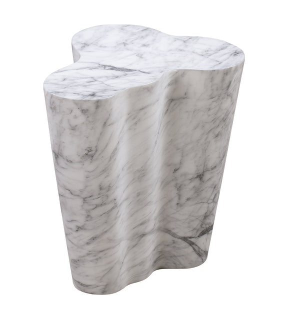 Slab Concrete Indoor/Outdoor Side Table (18"-22") - White Marble / Tall