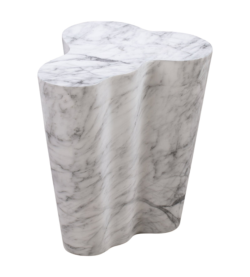 Slab Concrete Indoor/Outdoor Side Table (18"-22") - White Marble / Tall