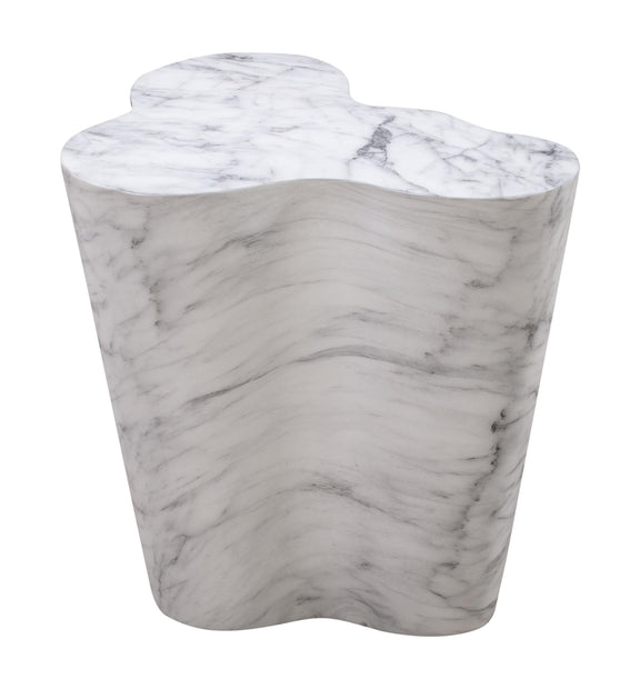 Slab Concrete Indoor/Outdoor Side Table (18"-22") - White Marble / Tall