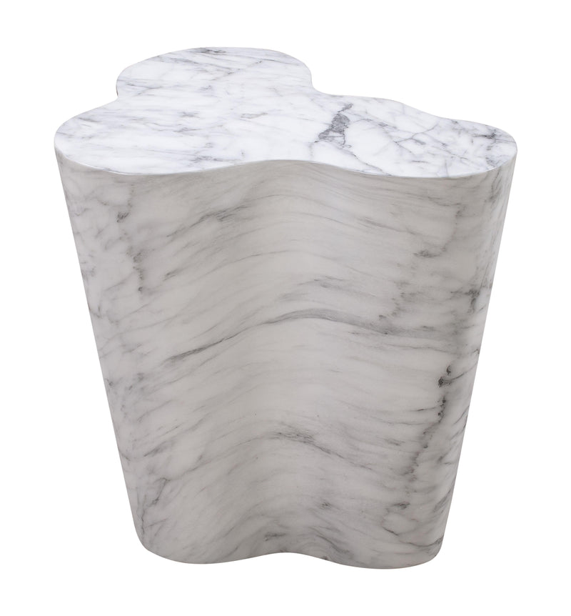 Slab Concrete Indoor/Outdoor Side Table (18"-22") - White Marble / Tall