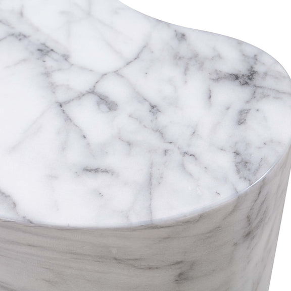 Slab Concrete Indoor/Outdoor Side Table (18"-22") - White Marble / Tall