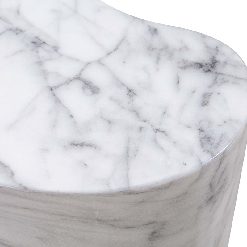 Slab Concrete Indoor/Outdoor Side Table (18"-22") - White Marble / Tall