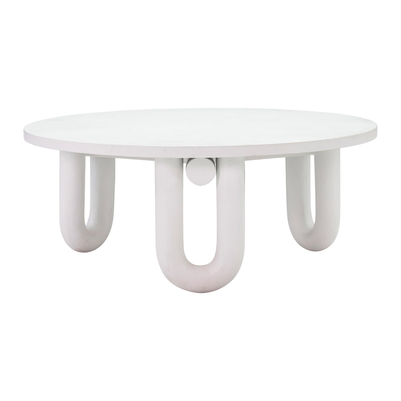 Tildy 39" White Concrete Indoor / Outdoor Round Coffee Table