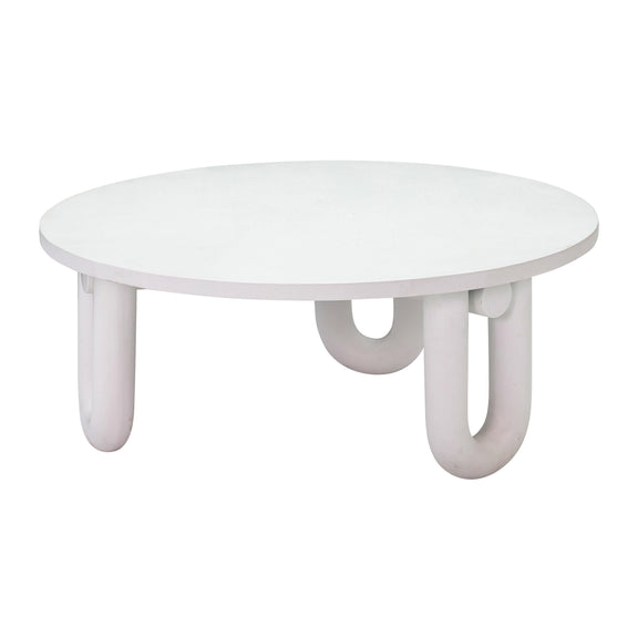 Tildy 39" White Concrete Indoor / Outdoor Round Coffee Table