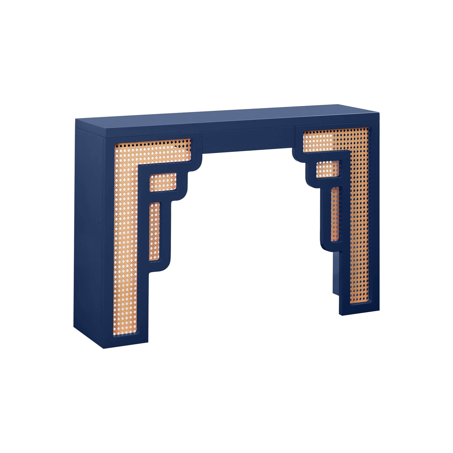 Suzie Navy & Rattan Console Table