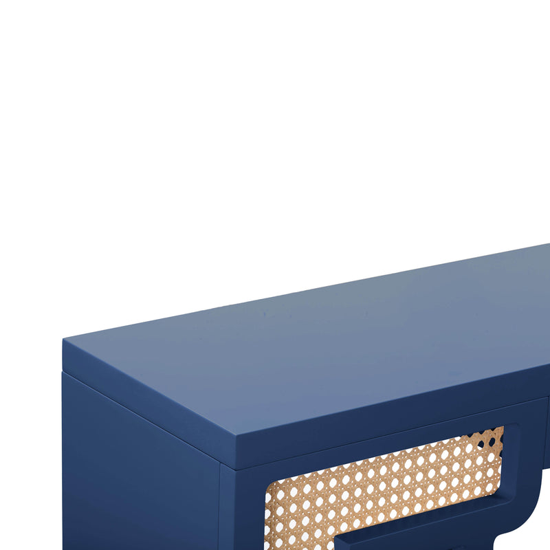 Suzie Navy & Rattan Console Table