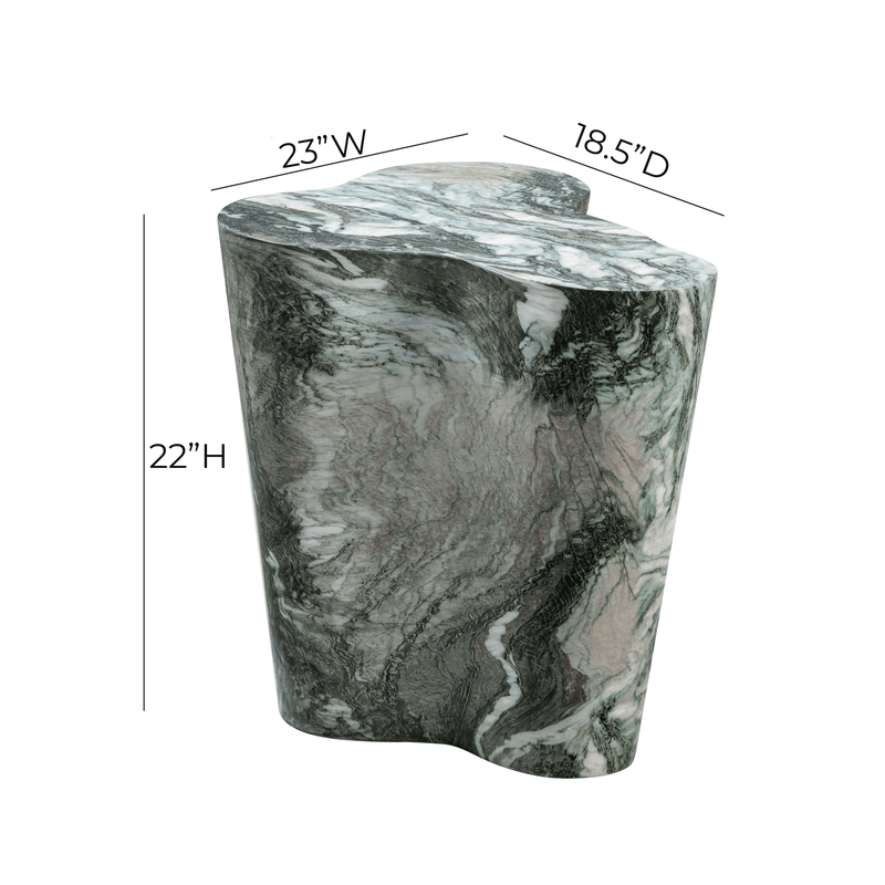 Slab Concrete Indoor/Outdoor Side Table (18"-22") - Grey Marble / Tall