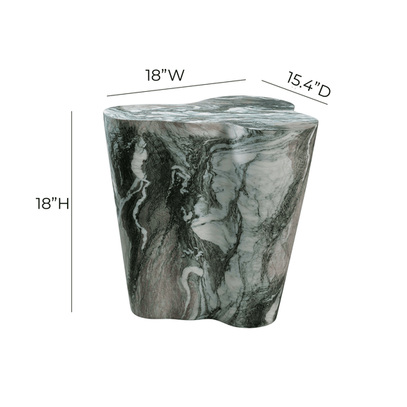 Slab Concrete Indoor/Outdoor Side Table (18"-22") - Grey Marble / Short