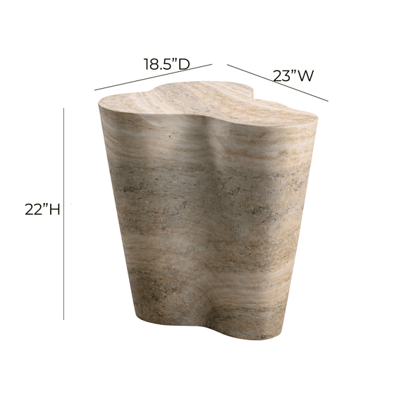 Slab Concrete Indoor/Outdoor Side Table (18"-22") - Travertine / Tall