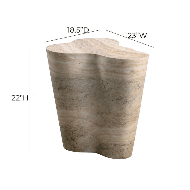 Slab Concrete Indoor/Outdoor Side Table (18"-22") - Travertine / Tall